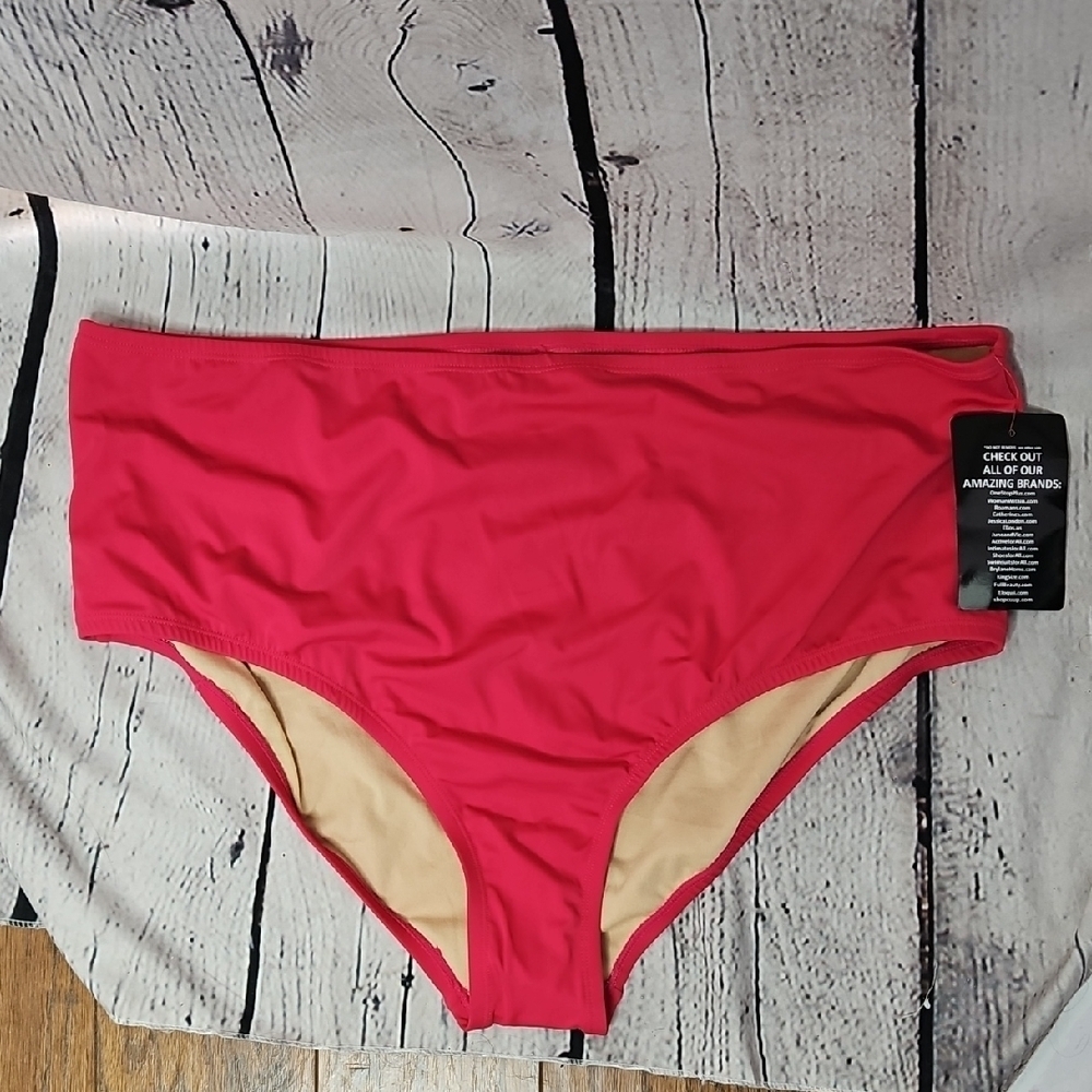 Swimsuits for all Hot Pink High Waist Swim Bikini Bottom NWT Size 16
